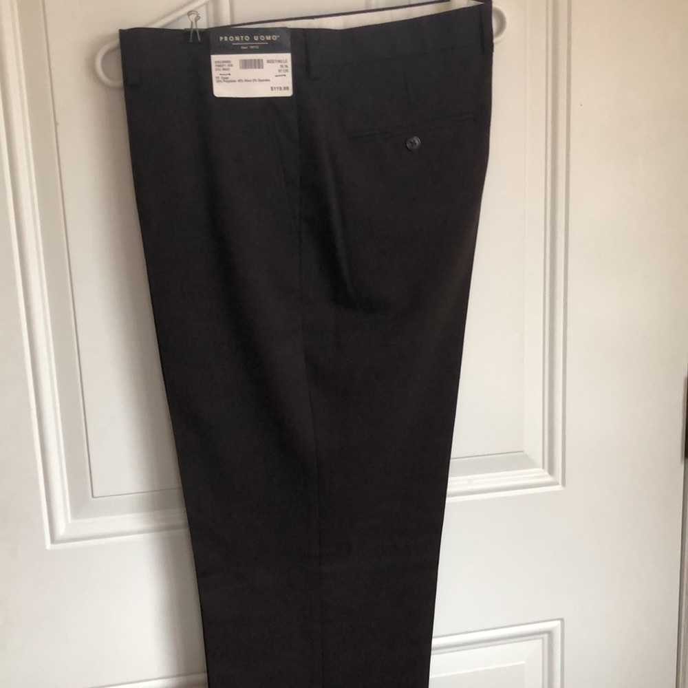 PRONTO UOMO DRESS PANTS, BROWN, WAIST SIZE 38 IN.